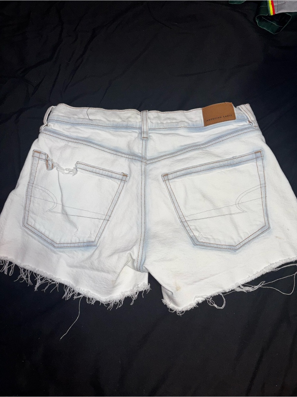 American Eagle Outfitters White Denim Frayed Hem Jean Shorts